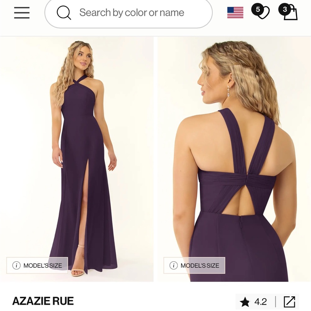 Azazie Rue Purple Halter Dress